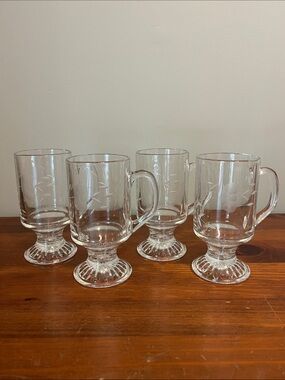 Vintage Princess House Heritage Crystal Irish Coffee Mugs, Set of 4